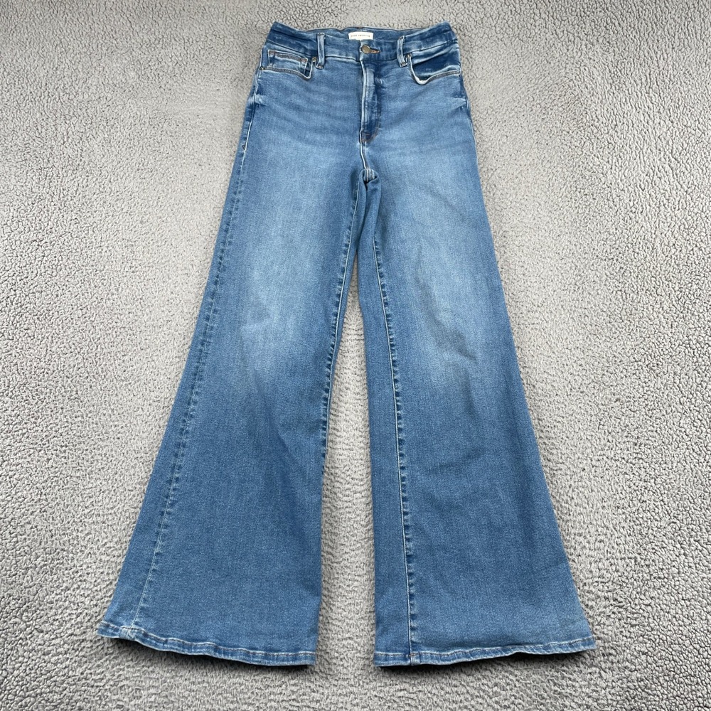 Good American Jeans Women 10/30 Blue Good Legs Flare High Rise Stretch Denim